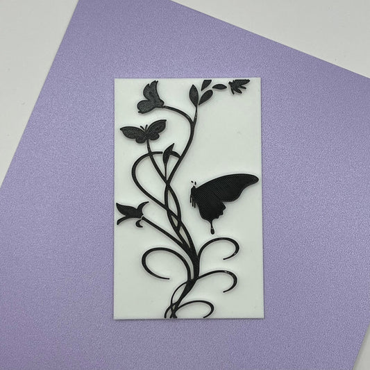 Small Floral Butterfly Impression Plate 4