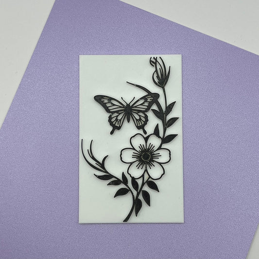 Small Floral Butterfly Impression Plate 3