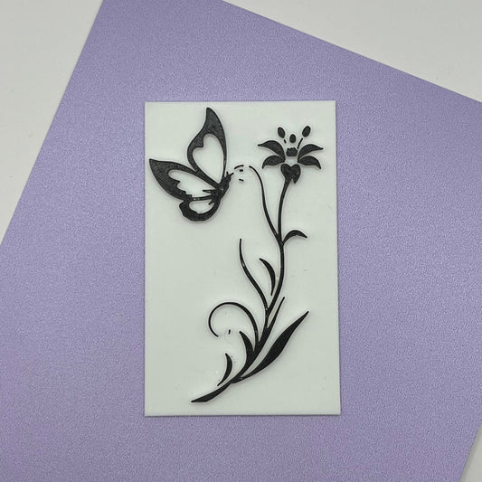 Small Floral Butterfly Impression Plate 1