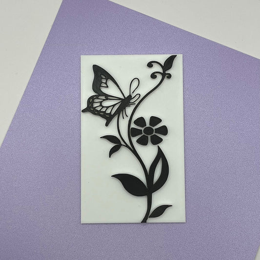 Small Floral Butterfly Impression Plate 2